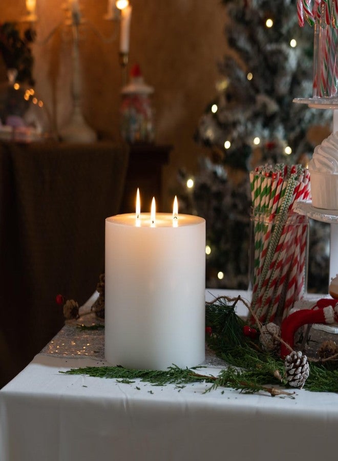 MOZEAL Extra Large 3 Wick White Pillar Candle, 6" x 6", Unscented, Dripless, Smokeless, and Clean-Burning. Approx. 200 Hours of Burn Time. Perfect for Weddings, Dinners, Christmas and Home Decor - Image 5